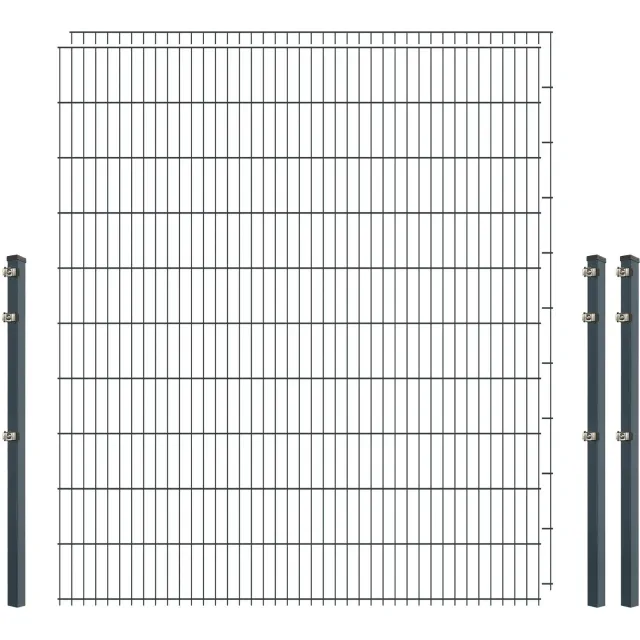 Bellamondo Standard-Zaunset 6/5/6 Doppelstabmattenzaun Anthrazit 200/203 cm