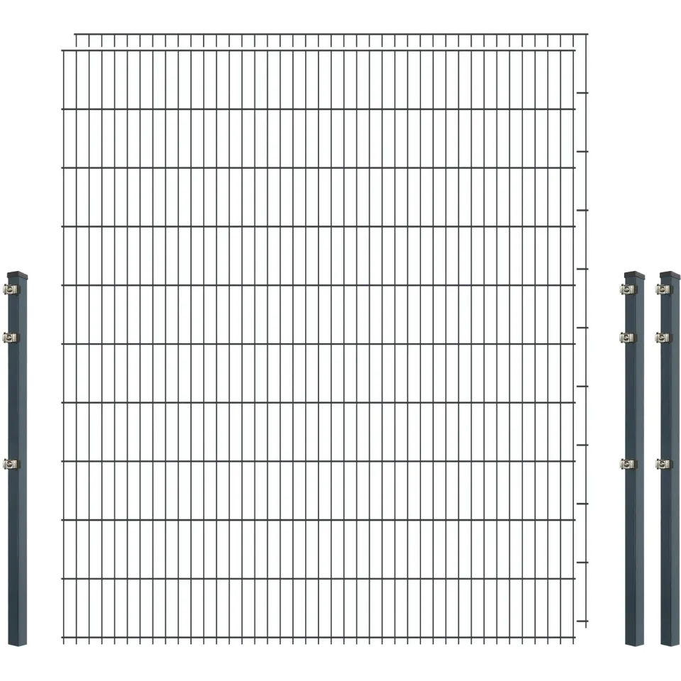 Bellamondo Standard-Zaunset 6/5/6 Doppelstabmattenzaun Anthrazit 200/203 cm