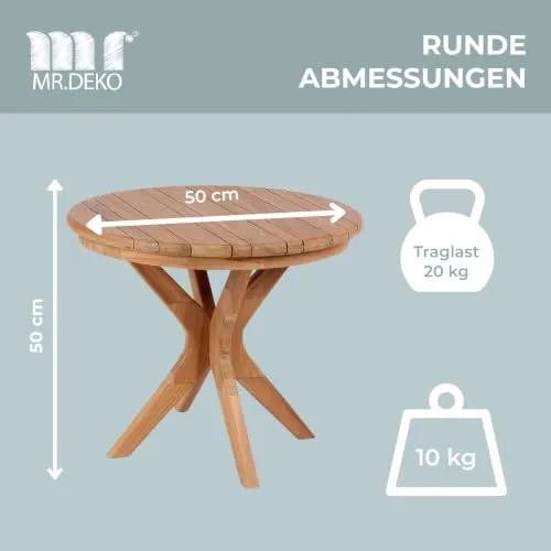 MR.DEKO Burton Beistelltisch rund Ø60 cm Teakholz Massivholz