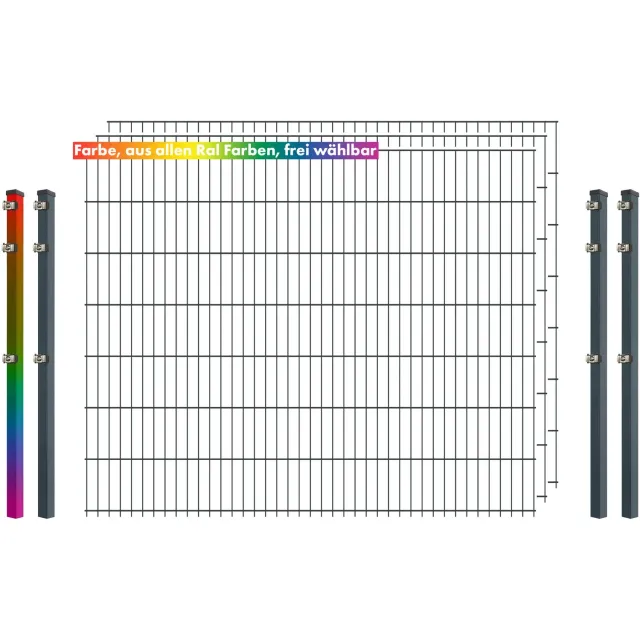 Bellamondo Industrie 8/6/8 Doppelstabzaun-Set 250/143 cm freie Farbwahl