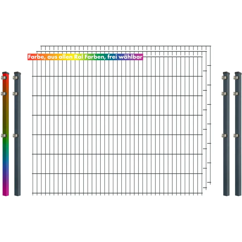 Bellamondo Industrie 8/6/8 Doppelstabzaun-Set 250/143 cm freie Farbwahl