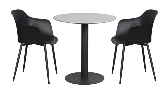 Envy Café-Set für 2 Personen Balkonmöbel Grau 70 cm Durafit