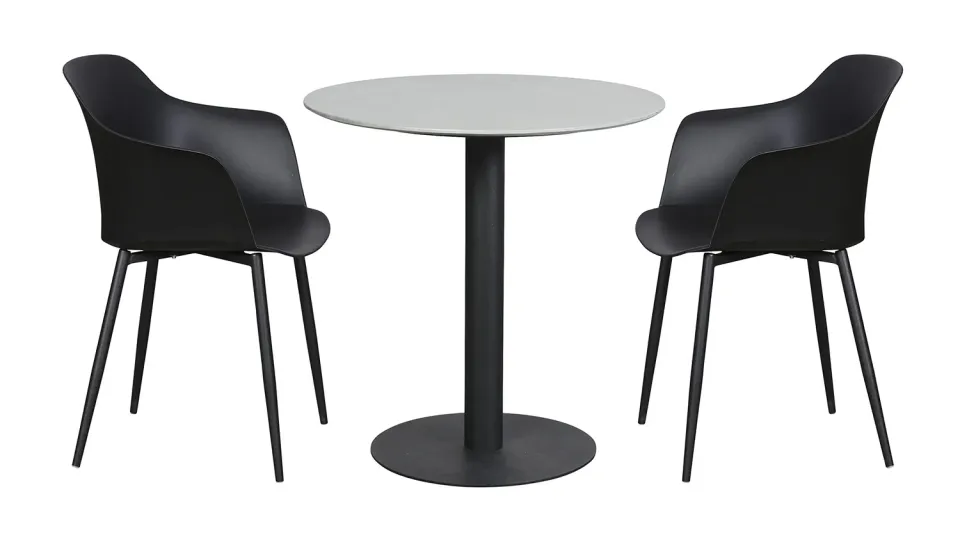 Envy Café-Set für 2 Personen Balkonmöbel Grau 70 cm Durafit