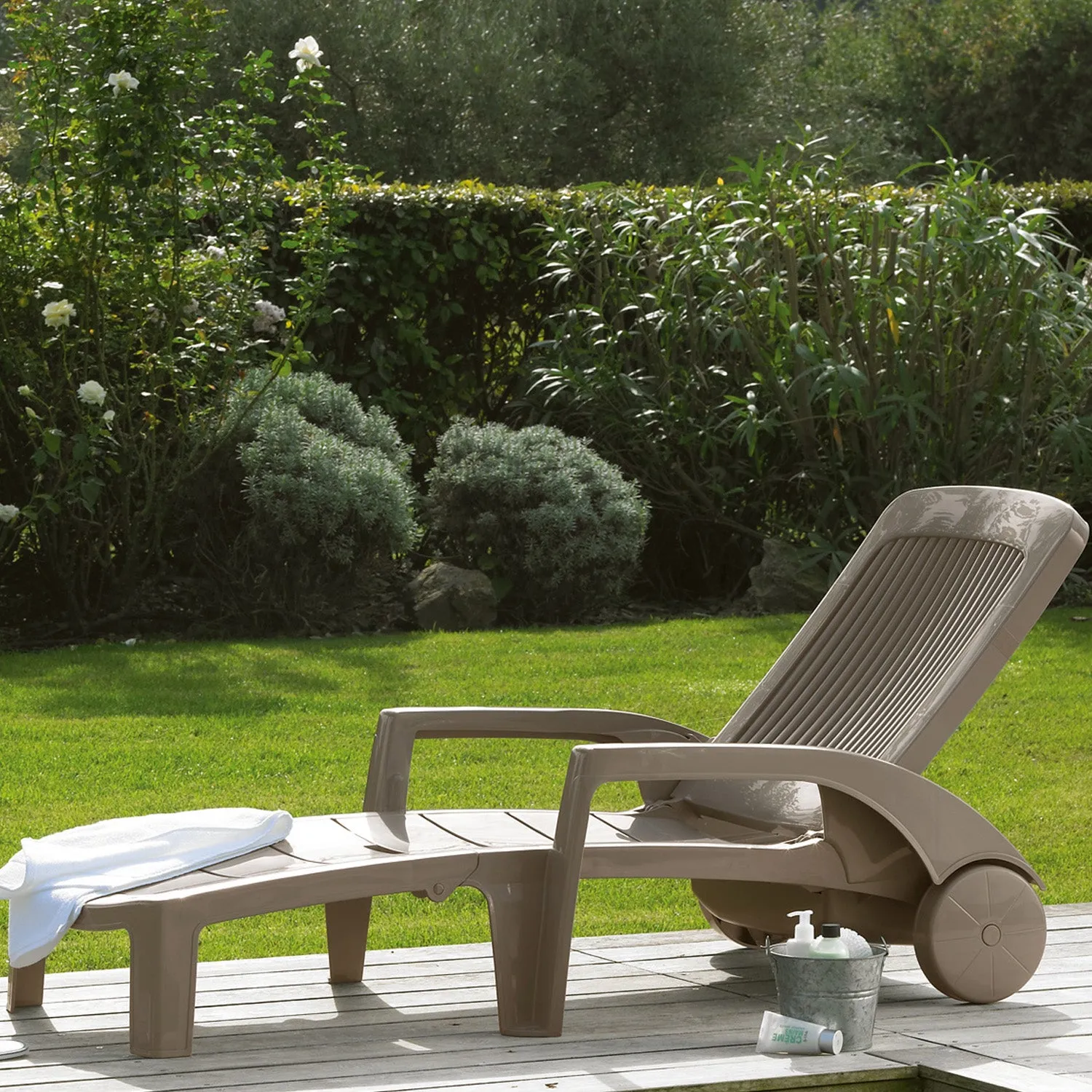Grosfillex Fidji Sonnenliege 2er-Set Anthrazit Kunststoff