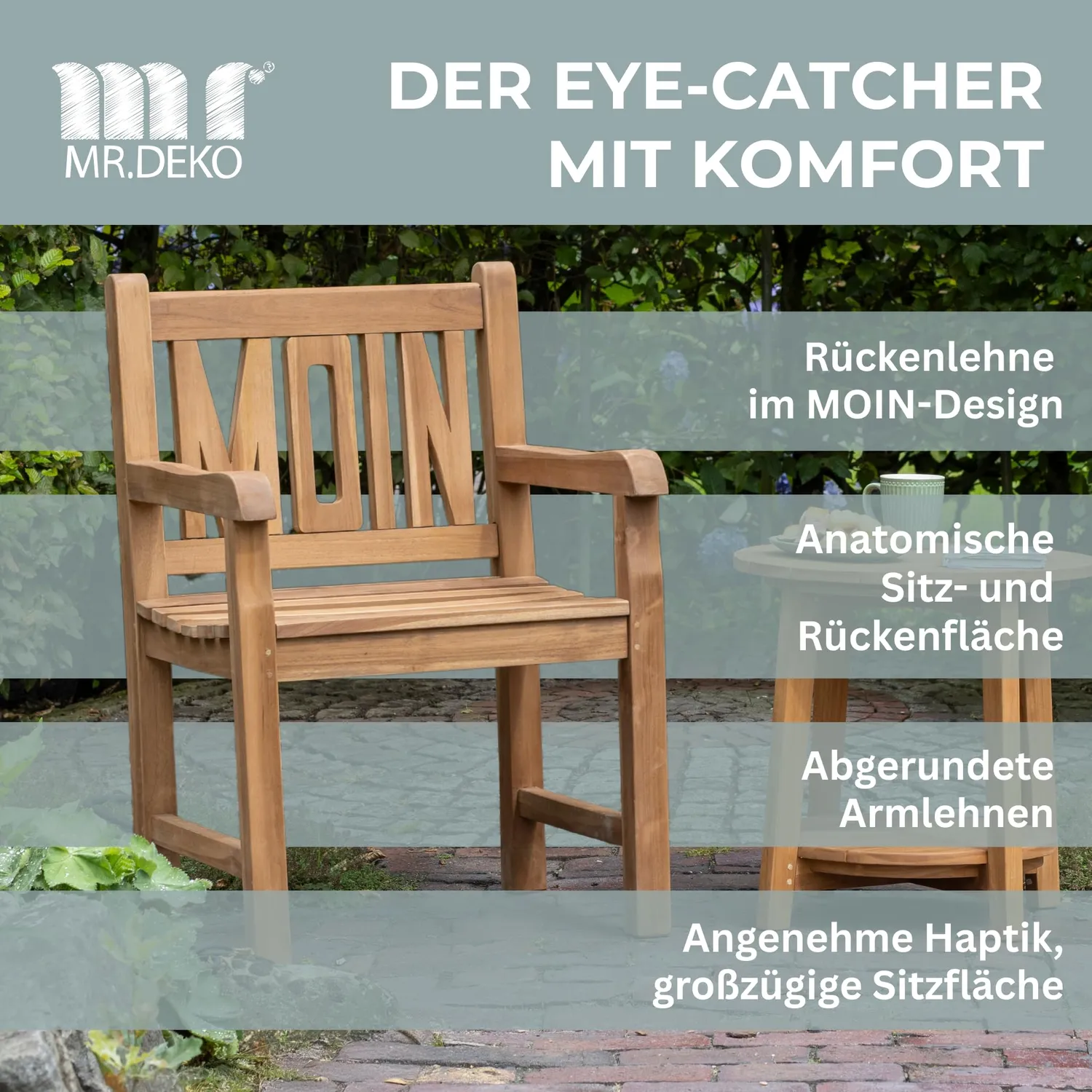 MR.DEKO Moin Gartensessel Teakholz natur wetterfest
