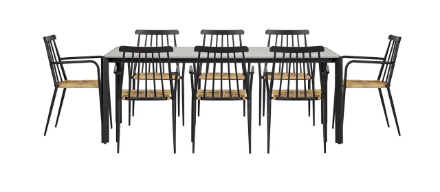 Envy Gartentisch 200 Betonoptik Set 8 Stühle schwarz