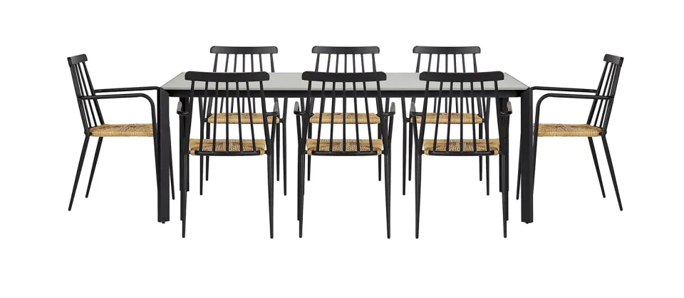 Envy Gartentisch 200 Betonoptik Set 8 Stühle schwarz