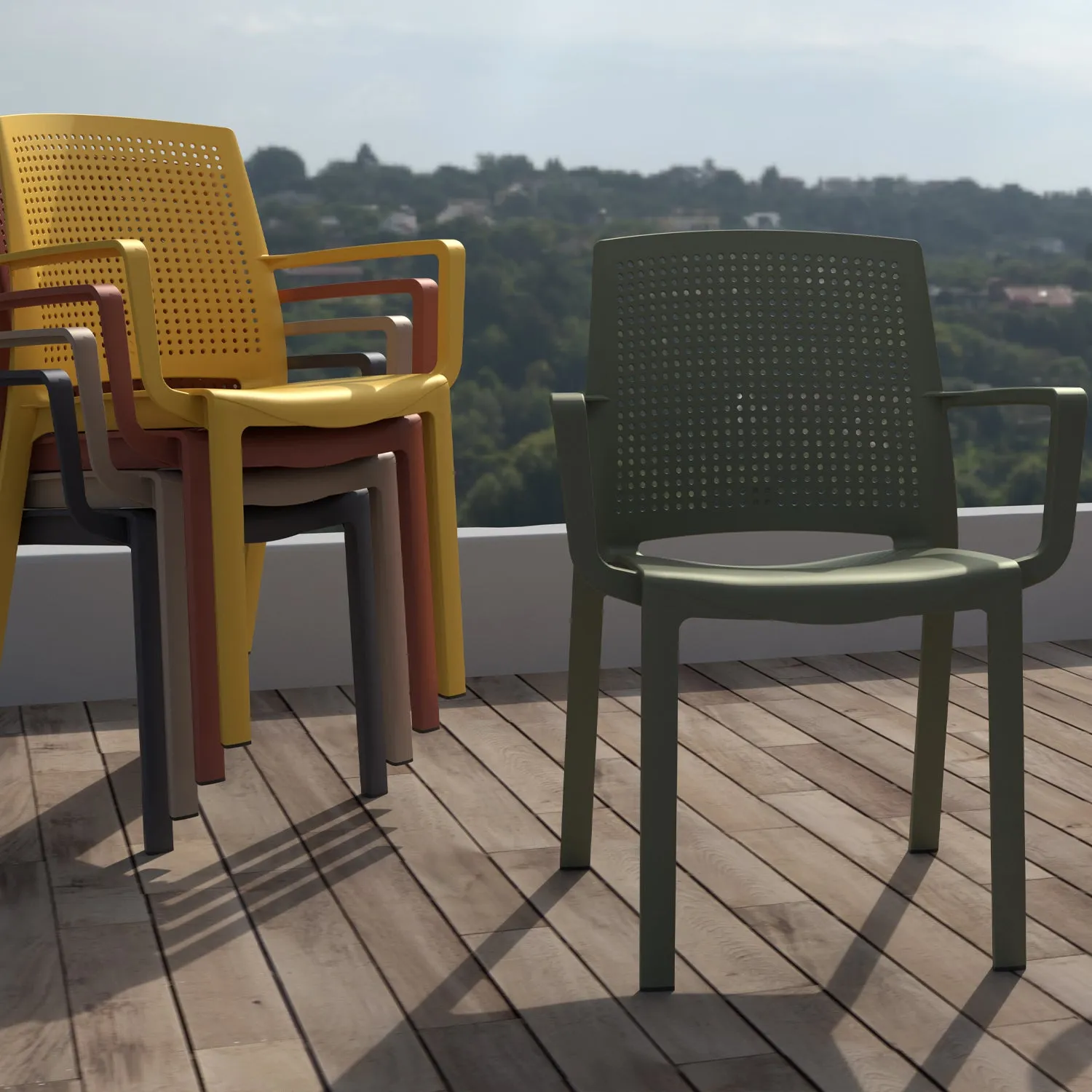Grosfillex Luce Gartenstuhl Anthrazit stapelbar