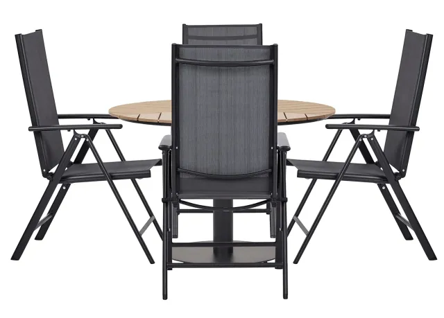 Envy Gartenmöbel-Set für 4 Personen Gartentisch Polywood Positionsstühle Textilene