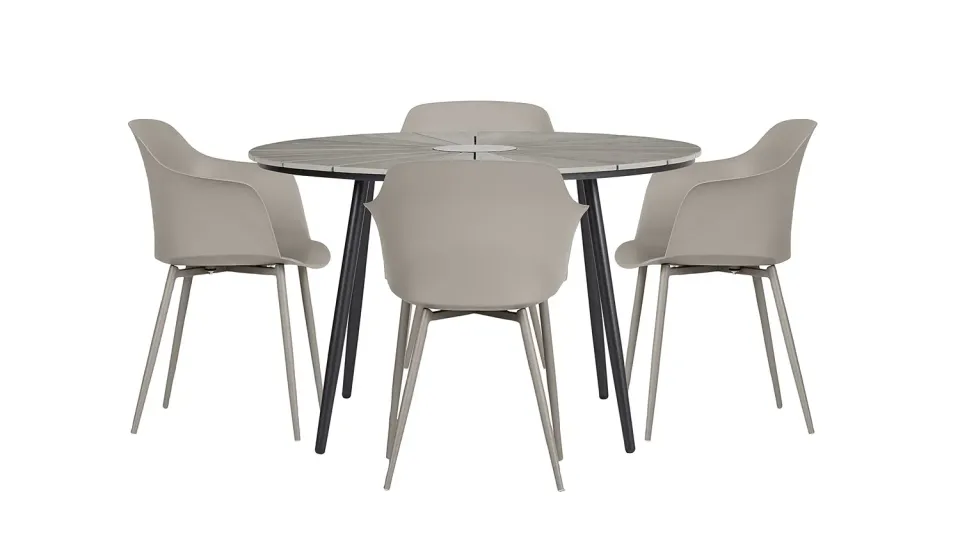 Envy Gartenmöbel-Set 4 Personen rund grau 120 cm