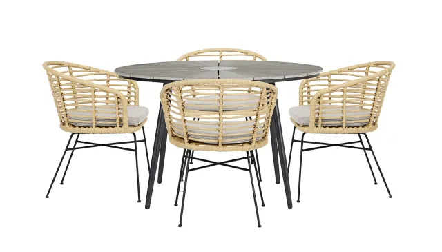 Envy Gartenmöbel-Set 4 Personen rund 120 cm Bambusoptik