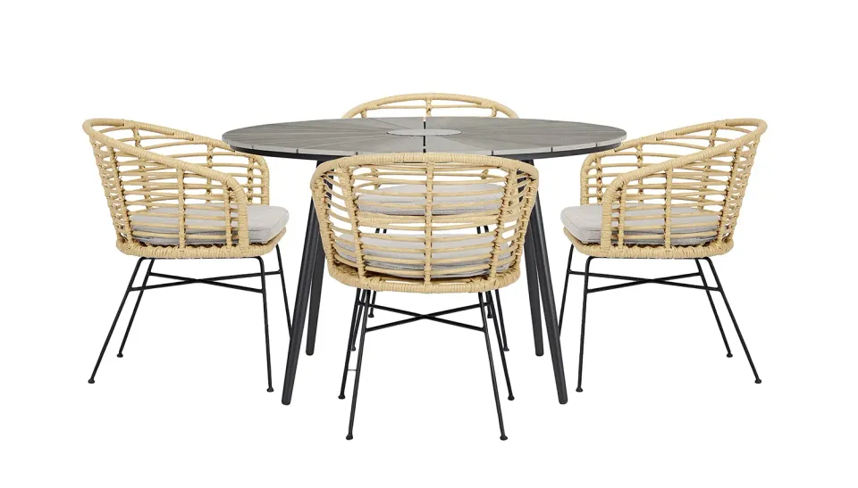 Envy Gartenmöbel-Set 4 Personen rund 120 cm Bambusoptik