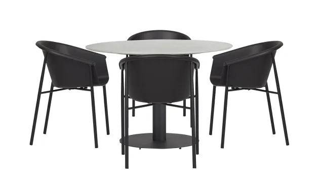 Envy Gartenmöbel-Set rund 110 cm grau 4 Personen Kunststoff