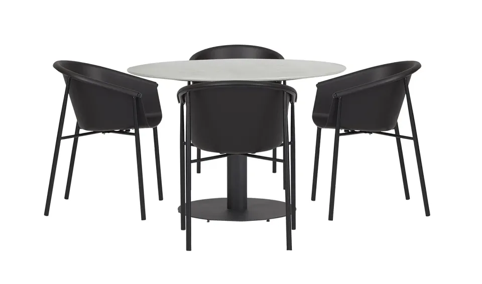 Envy Gartenmöbel-Set rund 110 cm grau 4 Personen Kunststoff