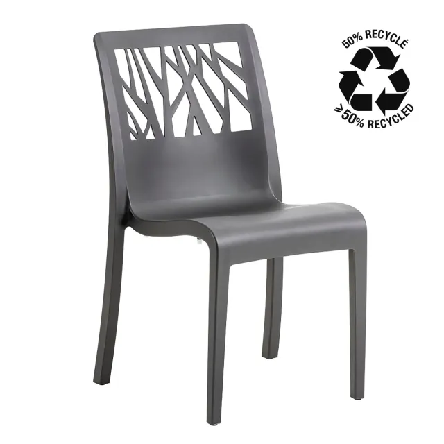 Grosfillex Vegetal Gartenstuhl Anthrazit recycelt 50%
