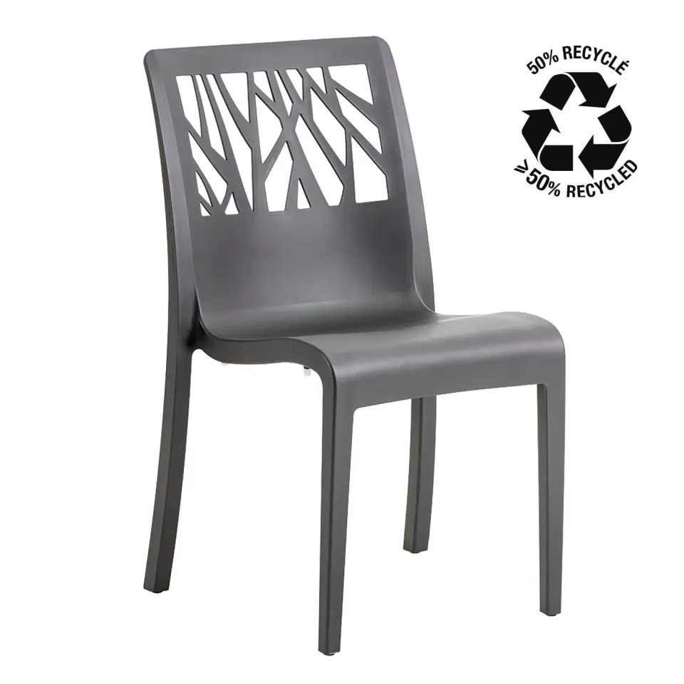 Grosfillex Vegetal Gartenstuhl Anthrazit recycelt 50%
