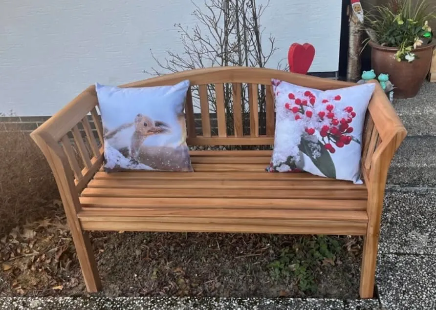 MR.DEKO Wave Gartenbank 128 cm Teakholz wetterfest