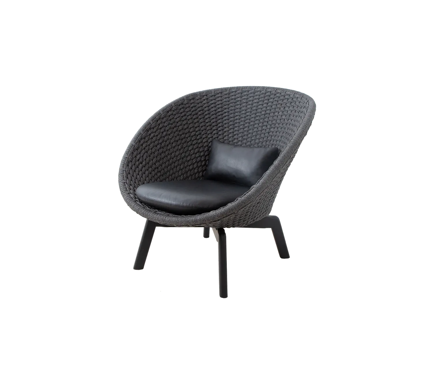 Cane-line Peacock lounge chair Cushion set Sitzkissen-Set Schwarz Leder für Innenbereich