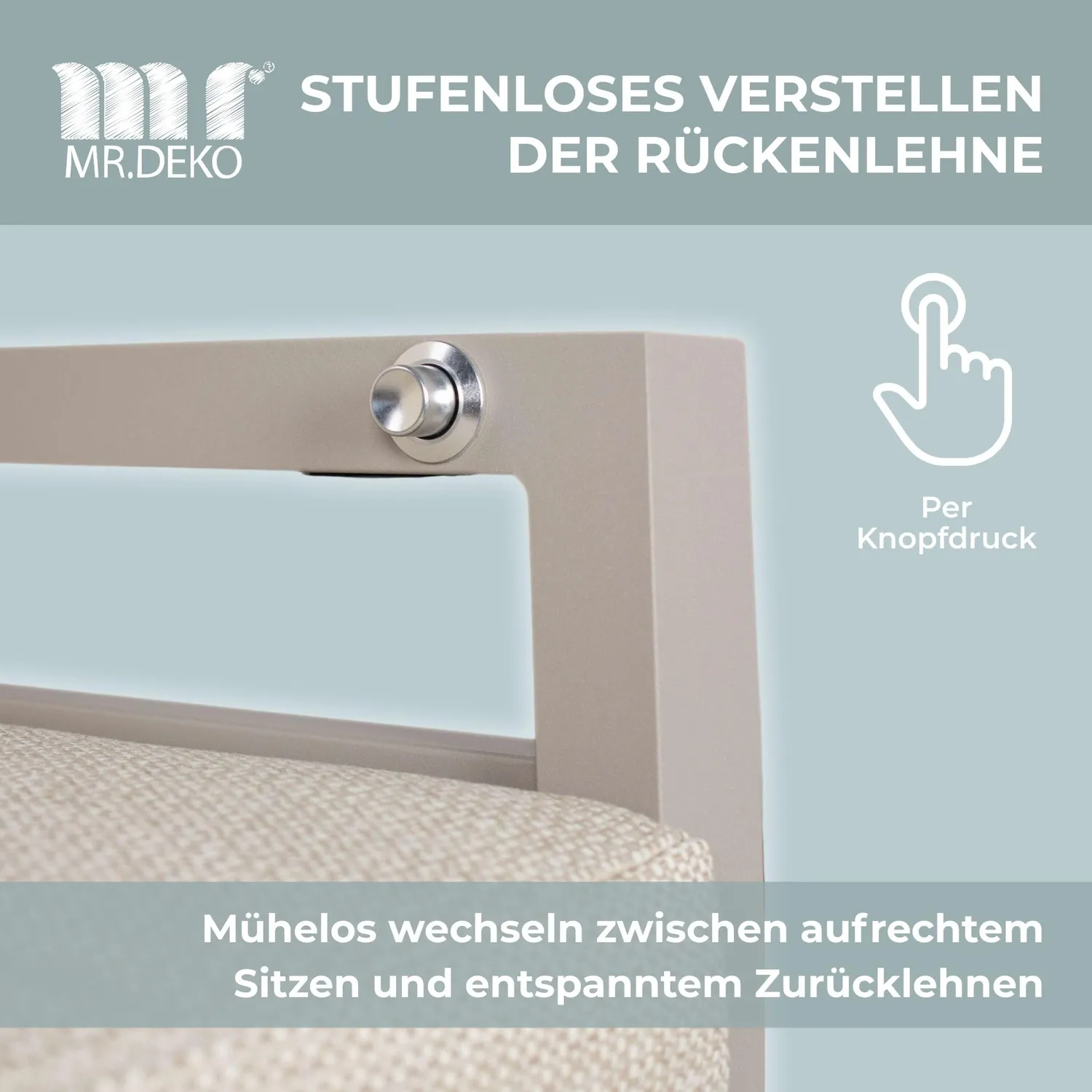 MR.DEKO Sevilla Gartenstuhl Hochlehner 2er Set Beige Ivory