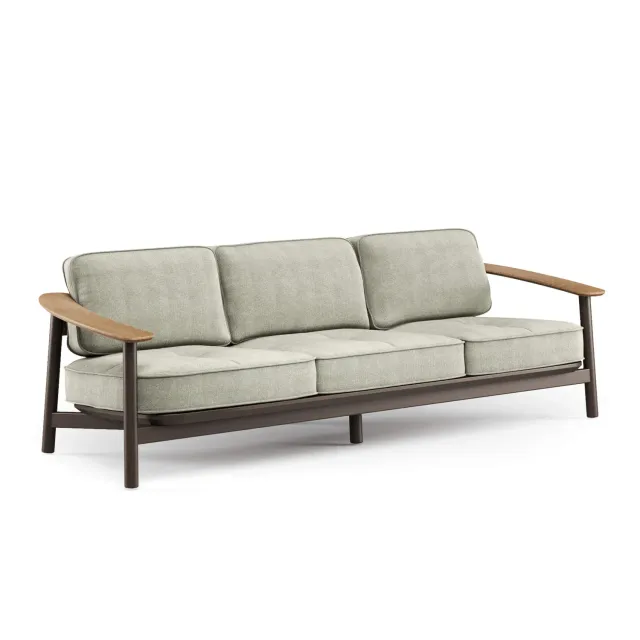 Emu Twins Gartensofa 3-Sitzer Alu-Teak