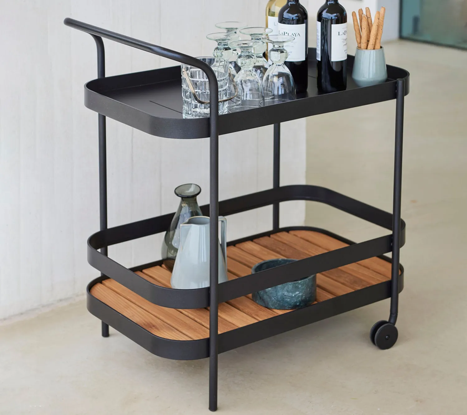 Cane-line Roll Servierwagen Lava Grey Teak