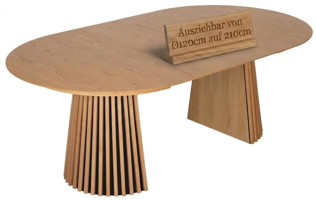 MR.DEKO Barletta Ausziehbarer Esstisch 120/210 cm Braun Eiche
