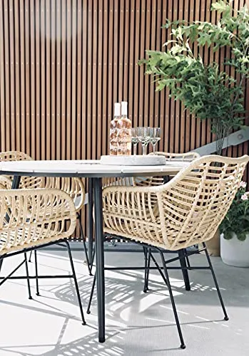 Envy Gartenmöbel-Set 4 Personen Ø120 cm grau Bambusoptik