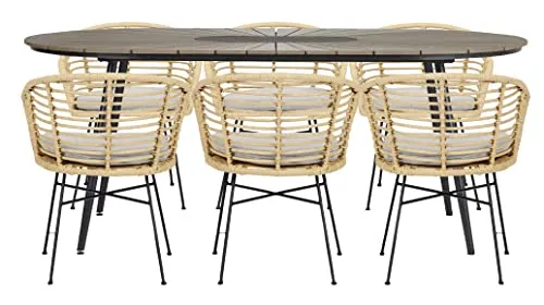 Envy Gartenmöbel-Set 6 Personen 195 cm Bambusoptik braun