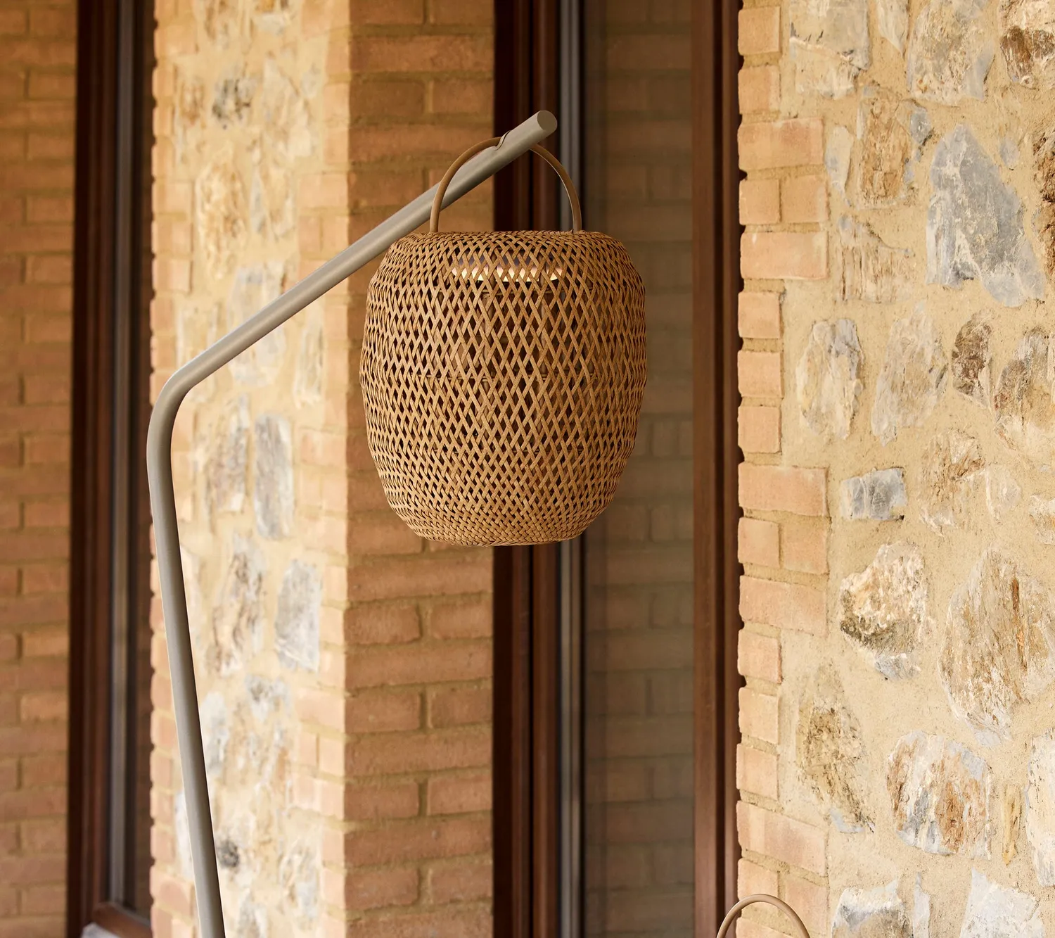 Cane-line Illusion Glow Hängelampe Natural Mini Cross Weave Solar LED