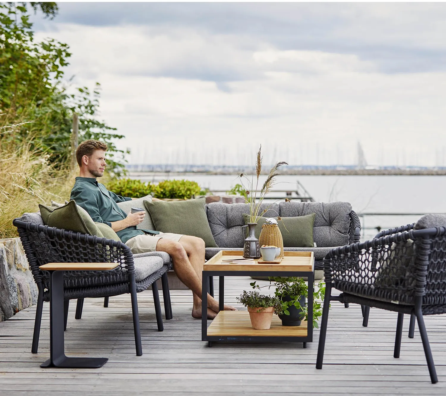Cane-line Ocean Corner Modul Kissenset Dunkelgrau QuickDry
