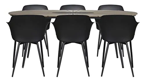 Envy Gartenmöbel-Set 6 Personen 195 cm schwarz