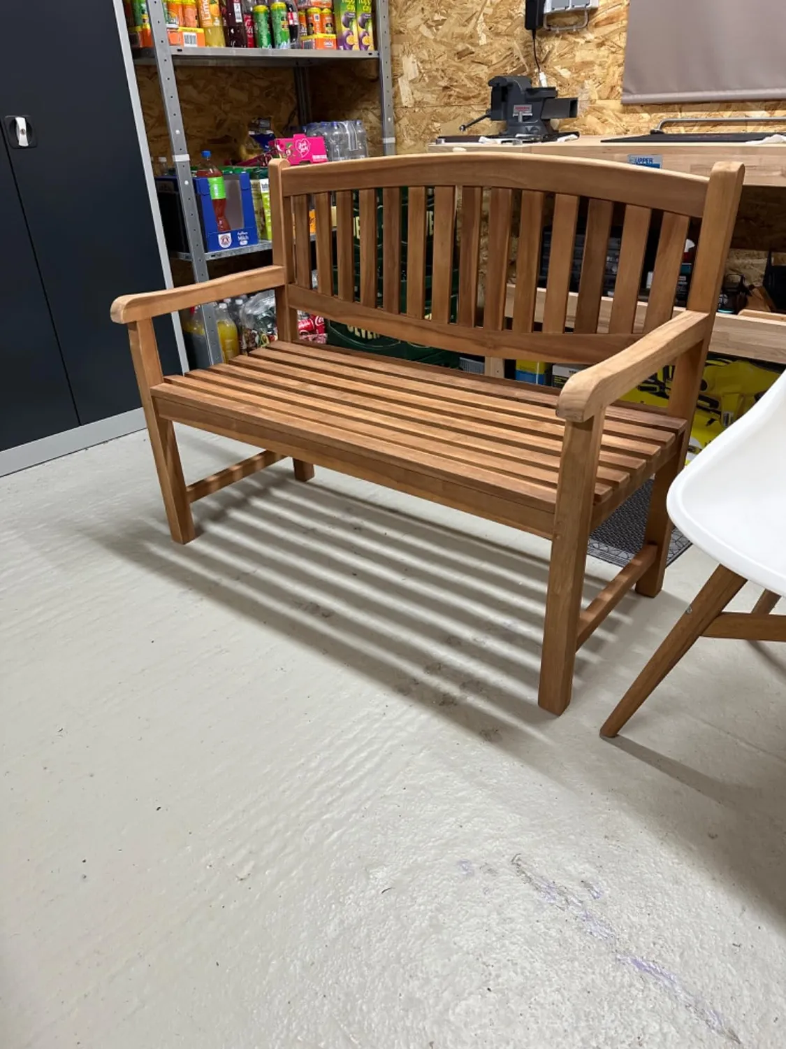 MR.DEKO Bradford Gartenbank 2-Sitzer Teak 120 cm wetterfest