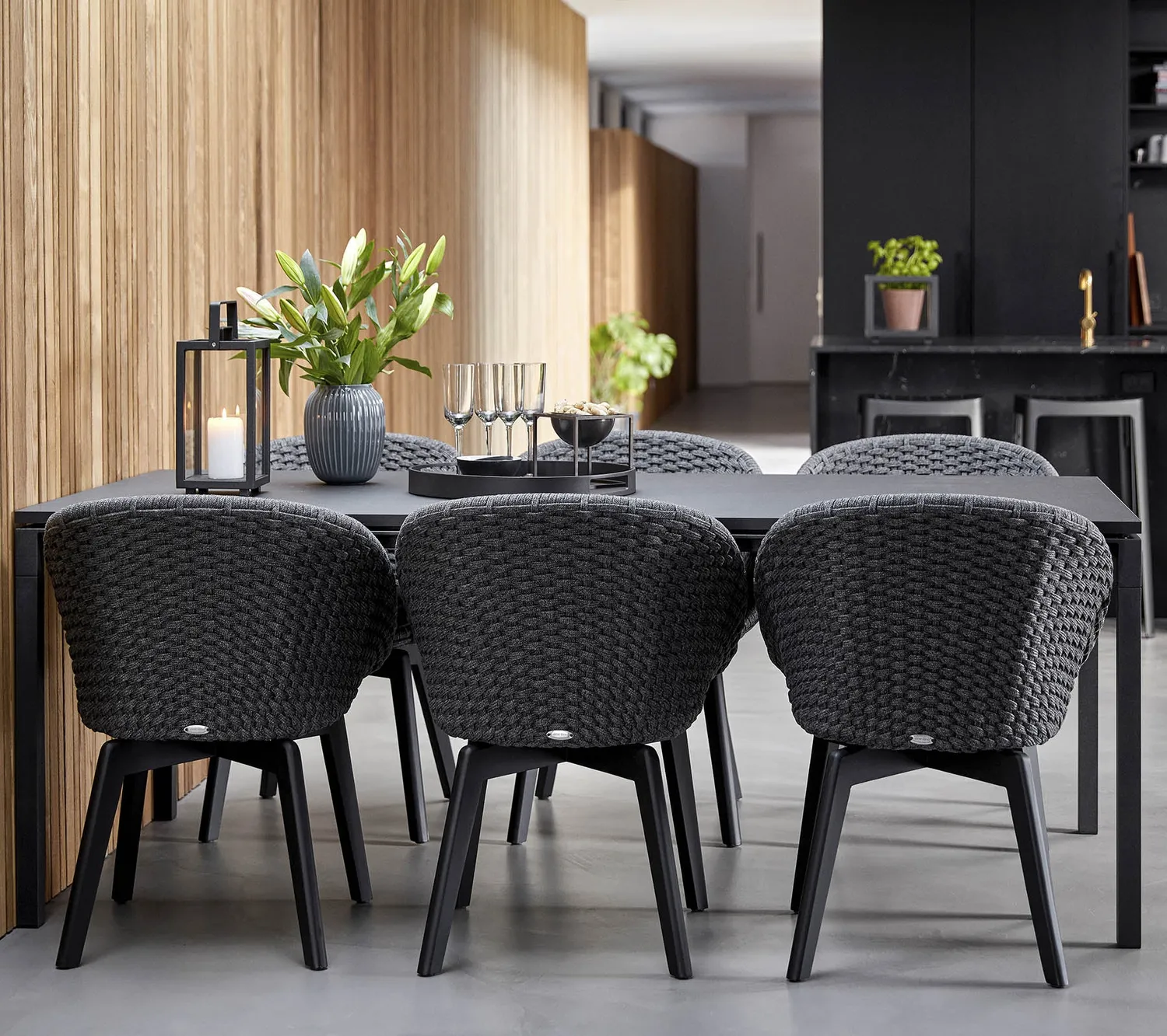 Cane-line Peacock Stuhl dunkelgrau Soft Rope Teak