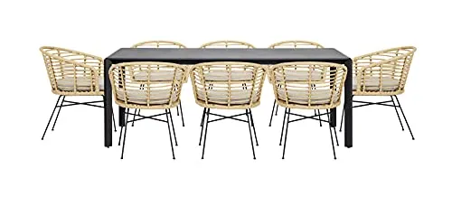 Envy Gartenmöbel-Set 8 Personen 200 cm Bambusoptik Kissen