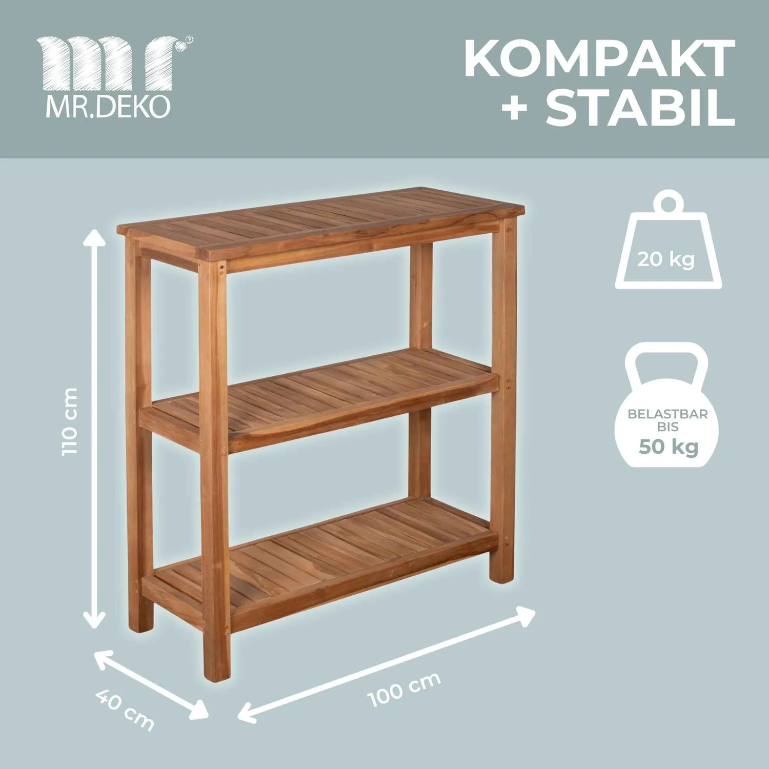 MR.DEKO Filton Pflanztisch Teak 100x110x40cm