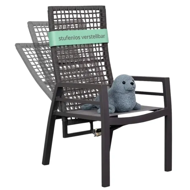 MR.DEKO Lucena Relaxsessel Gartenstuhl Anthrazit mit Sitzkissen