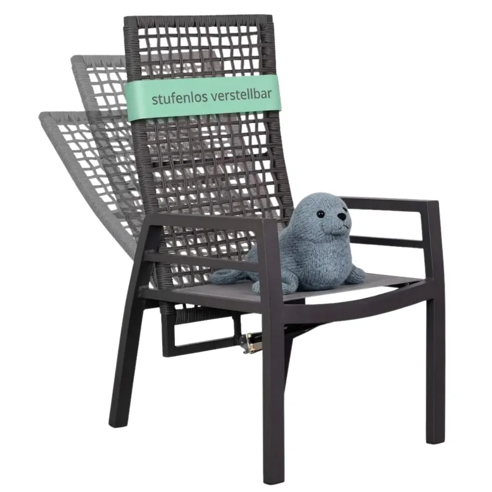 MR.DEKO Lucena Relaxsessel Gartenstuhl Anthrazit mit Sitzkissen