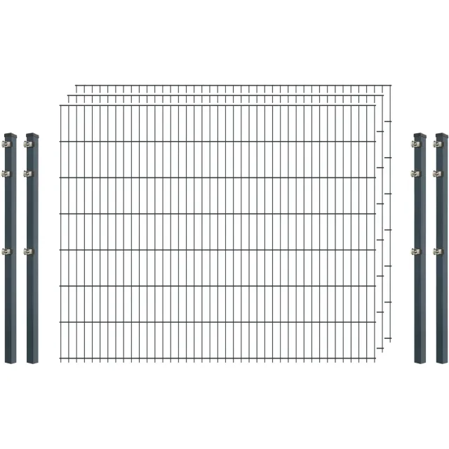 Industrie-Zaunset 8/6/8 Anthrazit 250/143 cm 3 Matten