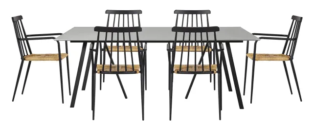 Envy Gartenmöbel-Set 200 cm 6 Personen Polyrattan schwarz