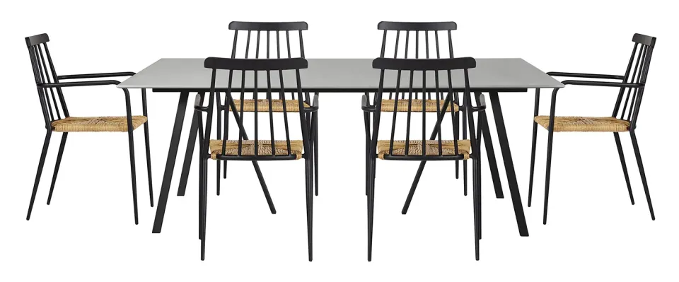 Envy Gartenmöbel-Set 200 cm 6 Personen Polyrattan schwarz