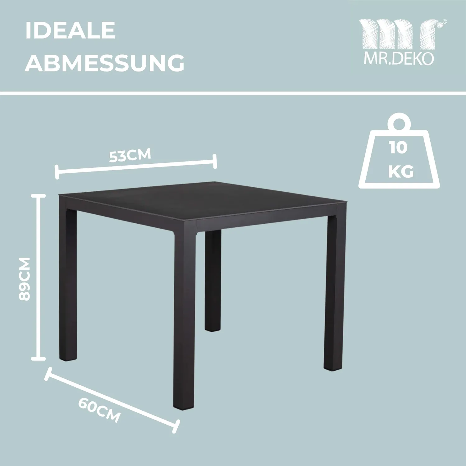 MR.DEKO Tarifa Gartentisch 90x90 Dark Grey