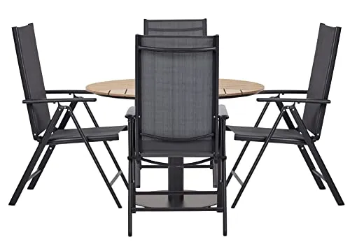 Envy Gartenmöbel-Set für 4 Personen Gartentisch Polywood Positionsstühle Textilene
