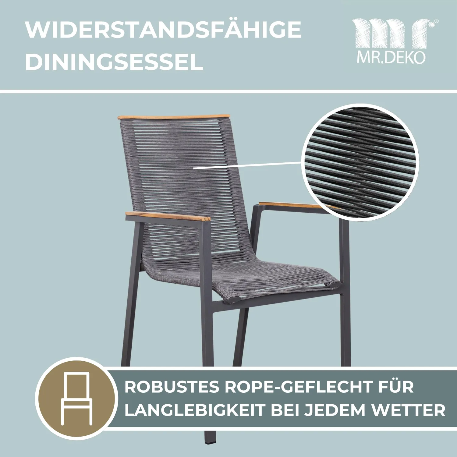 MR.DEKO Alicante & Tarifa Gartenmöbelset 3-teilig Grau