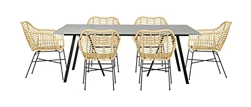 Envy Gartenmöbel-Set 6 Personen 200 cm grau Bambus