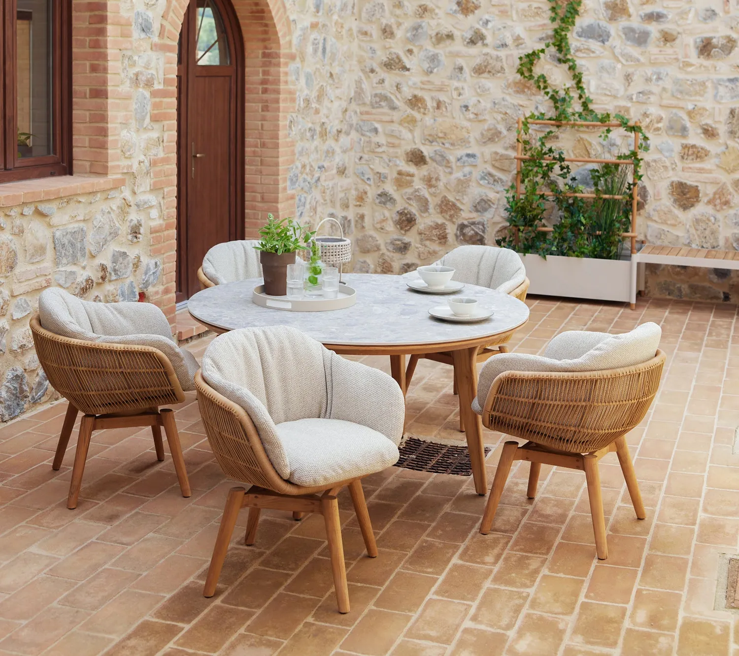 Cane-line Stay Drehstuhl Teak natur Weave Garten