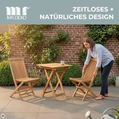 MR.DEKO Langton Klappstuhl Teak Gartenstuhl natur wetterfest