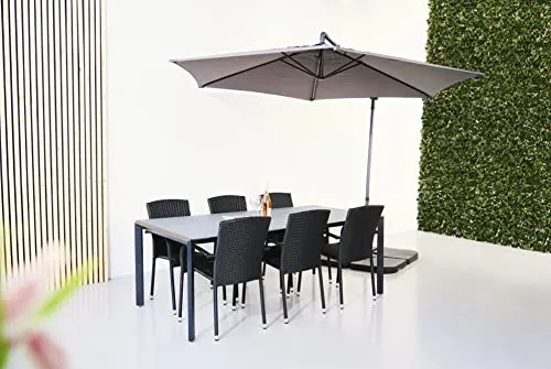 Envy Gartenmöbel-Set 200 cm dunkelgrau für 6 Personen Polyrattan