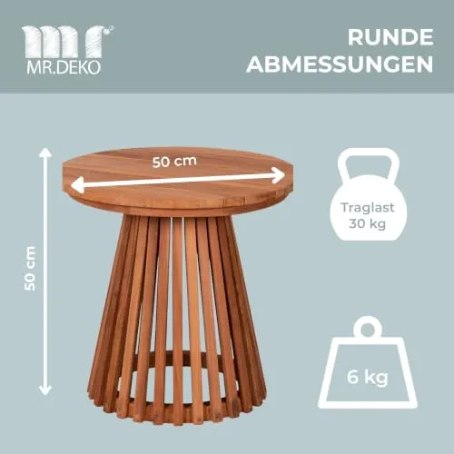 MR.DEKO Bolton Beistelltisch rund Ø 50 cm aus Plantagenteak natur