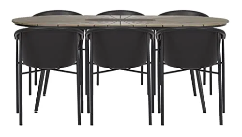 Envy Gartenmöbel-Set für 6 Personen Gartentisch 195 cm Polywood schwarz