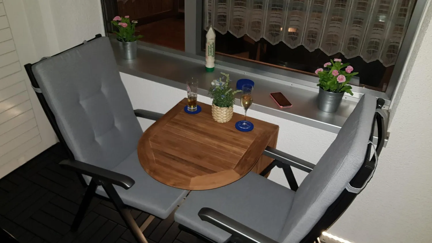 MR.DEKO Balcony Klapptisch 120 cm Teakholz oval